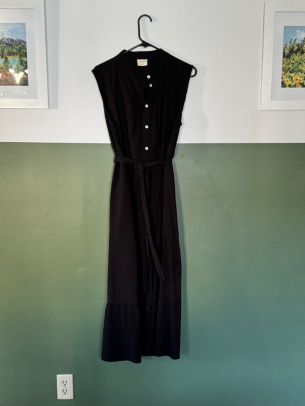 Curator SF Faythe Dress, M, Black, Linen dress